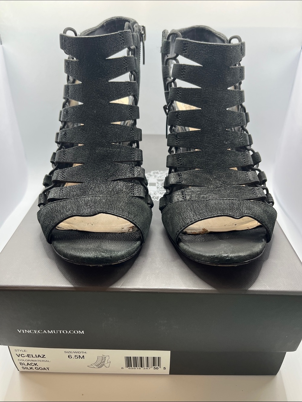 Vince Camuto Black Strappy Open-Toe Heels